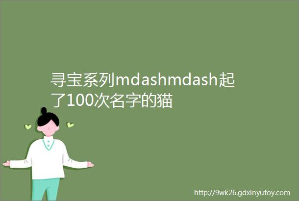 寻宝系列mdashmdash起了100次名字的猫