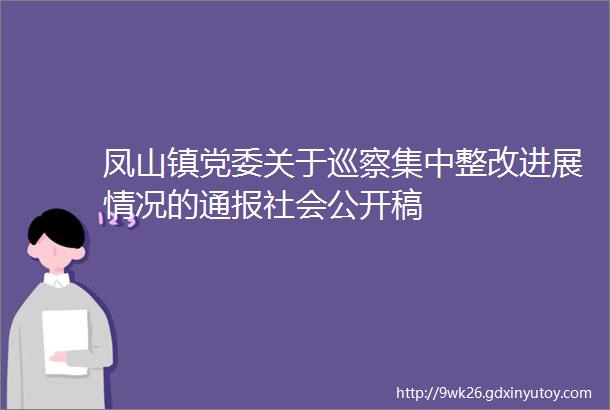 凤山镇党委关于巡察集中整改进展情况的通报社会公开稿
